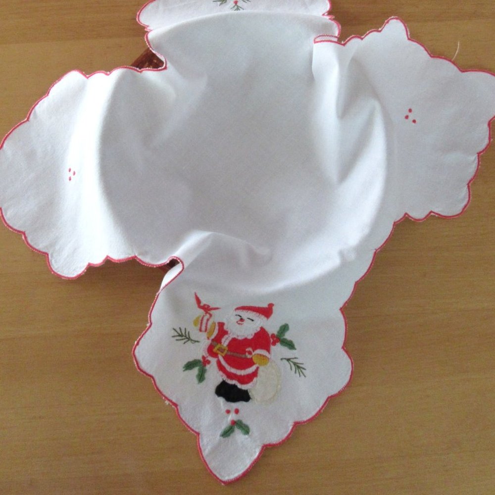 🎄Vintage red & green Santa bread basket liner